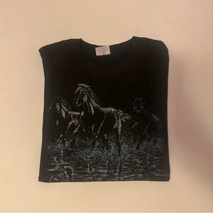 Kids Black Horse Graphic T-Shirt